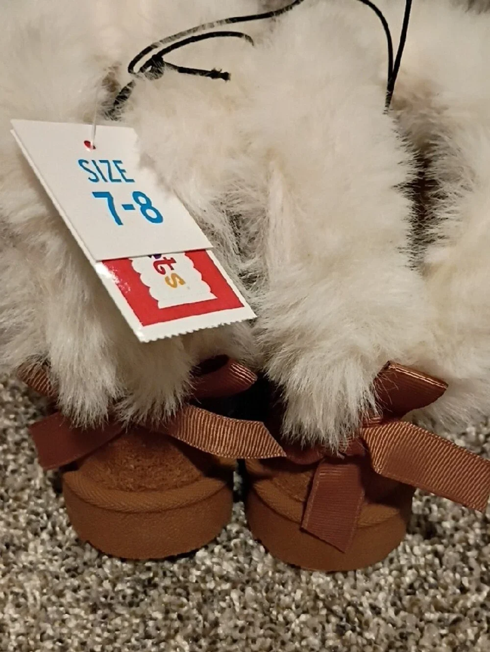 Kidgets Chestnut Brown Faux Suede Moccasins Boots with White Fur Cuff